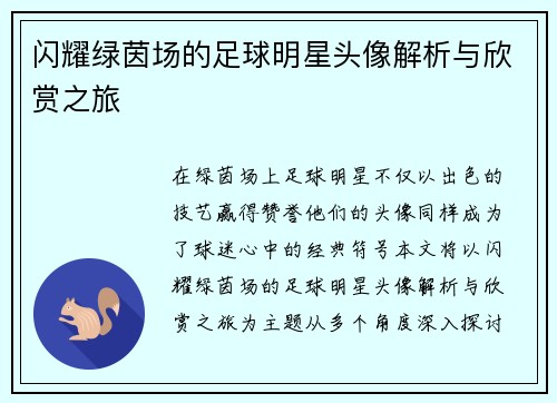 闪耀绿茵场的足球明星头像解析与欣赏之旅